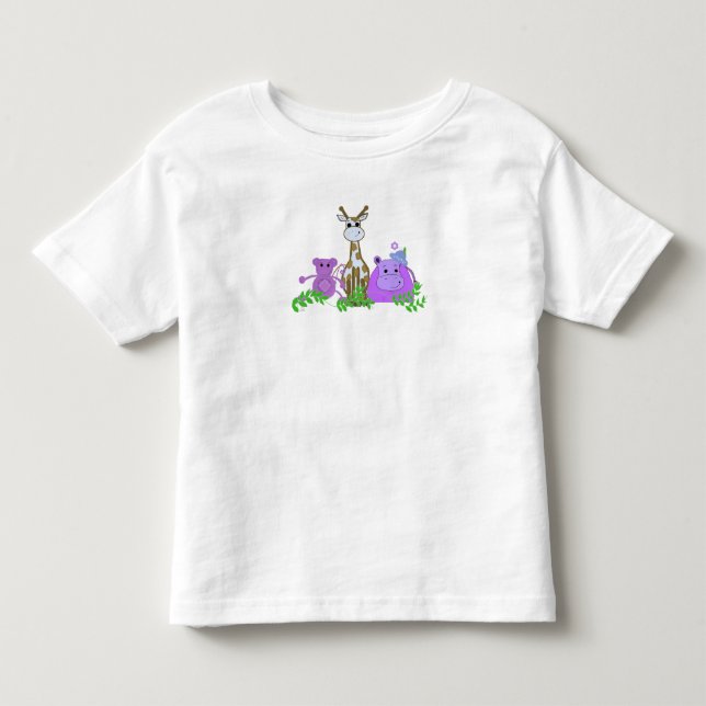 Monkey, Giraffe and Hippo Toddler T-shirt (Front)