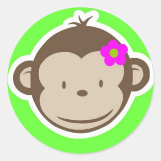 Monkey-girl-green Classic Round Sticker