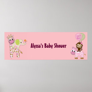 MONKEY Girl Jungle Baby Shower Banner JJ Poster