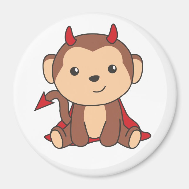 Monkey Halloween Cute Devil Kids Witches Costume Magnet (Front)