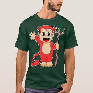 Monkey Halloween Devil Trident T-Shirt