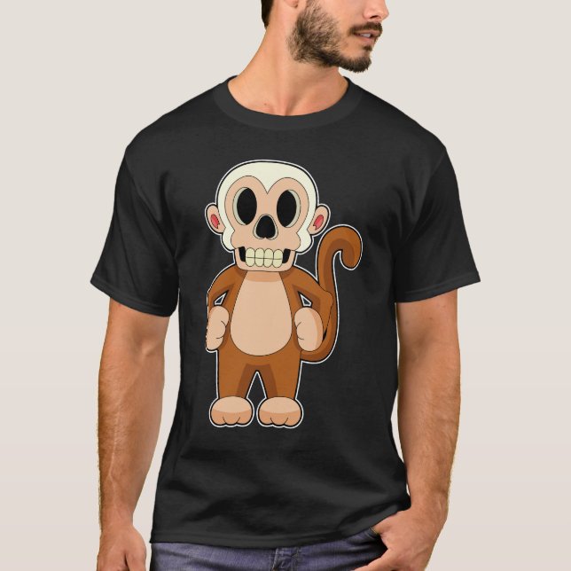 Monkey Halloween Skull T-Shirt (Front)