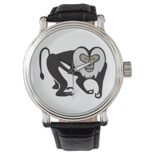 Monkey - Hand drawn  MACAQUE -Endangered animal -  Watch