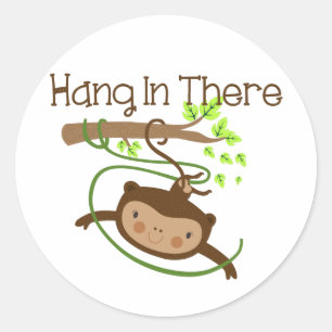Monkey Hang in There Classic Round Sticker