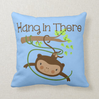 Monkey Hang in There Throw Pillow