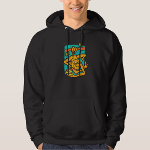 Monkey hanging on the branch in colourful for fore hoodie