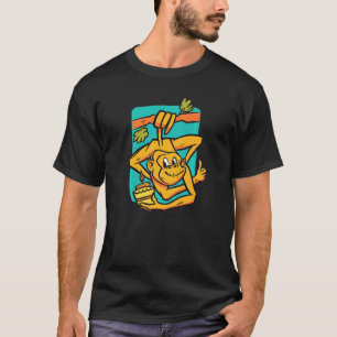 Monkey hanging on the branch in colourful for fore T-Shirt