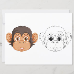 Monkey head  colouring page