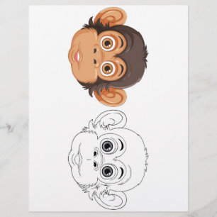 Monkey head  colouring page