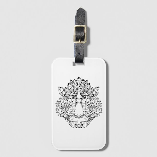 Monkey Head Doodle Luggage Tag (Front Vertical)