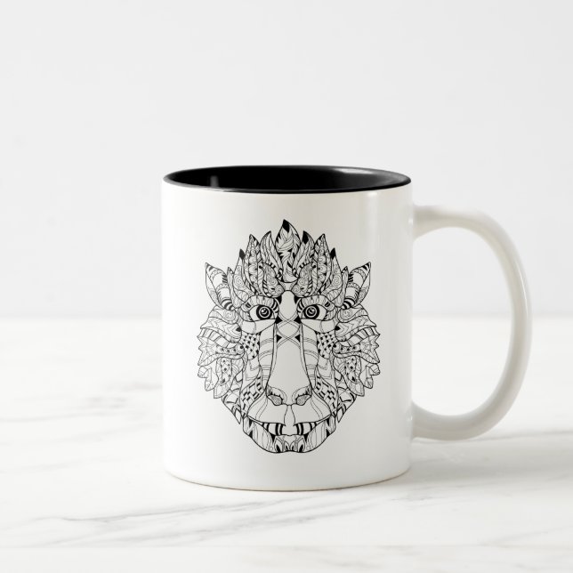 Monkey Head Doodle Two-Tone Coffee Mug (Right)