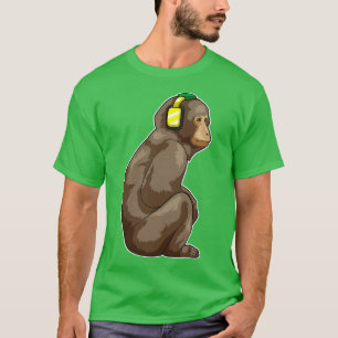 Monkey Headphone Music T-Shirt