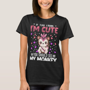 Monkey Heart Valentine's Day Animal For Womens Kid T-Shirt