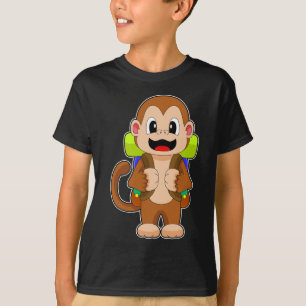 Monkey Hiker Backpack Hiking T-Shirt