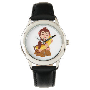 Monkey Holding Banana Cartoon Watch