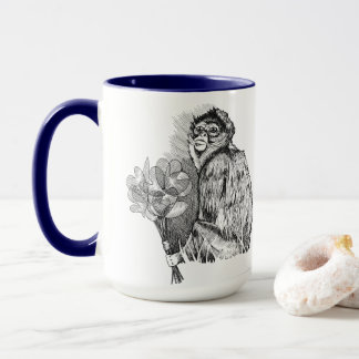 Monkey Holding Paper Flowers Mug
