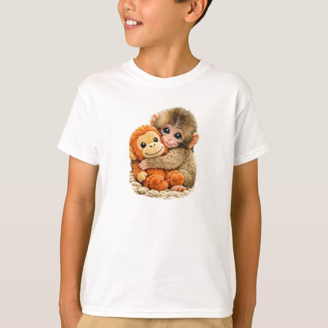 “Monkey Hug with Buddy”. T-Shirt (Front)