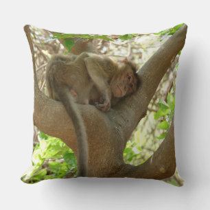 Monkey - I am sooo tired Throw Pillow