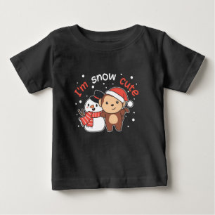 Monkey I Love You Snow Much Snowman Pun Baby T-Shirt