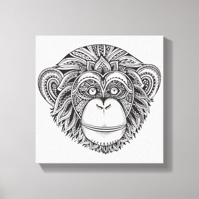 Monkey Illustartion Doodle 6 Canvas Print (Front)