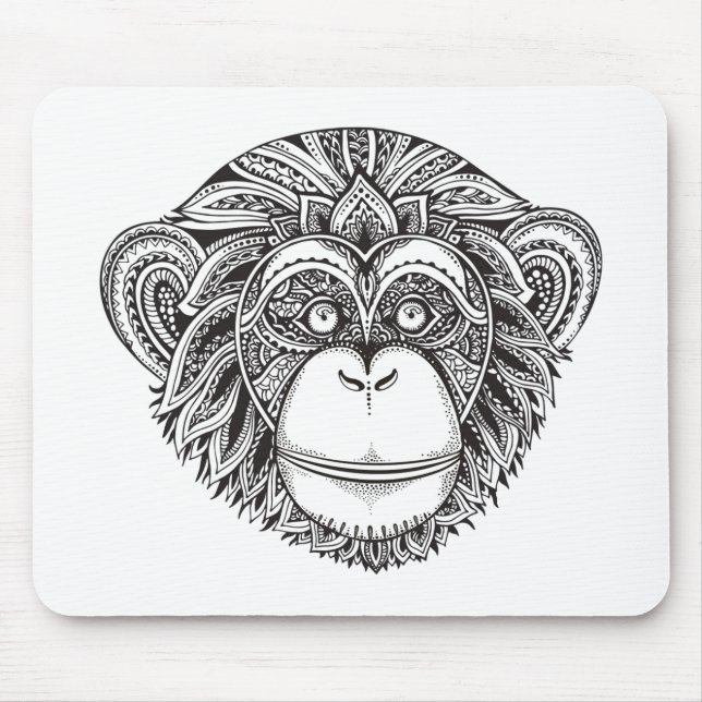 Monkey Illustartion Doodle Mouse Pad (Front)