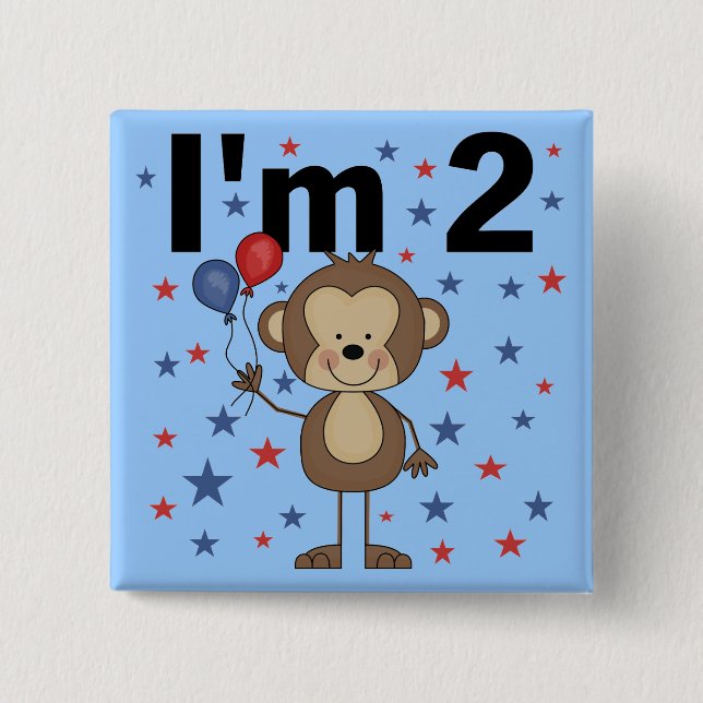 Monkey I'm 2 Tshirts and Gifts 2 Inch Square Button (Front)