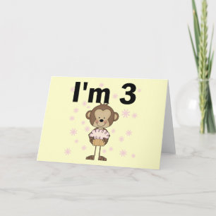 Monkey I'm 3 Birthday Tshirts and Gifts Card