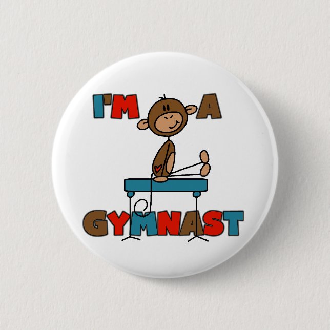 Monkey I'm a Gymnast 2 Inch Round Button (Front)