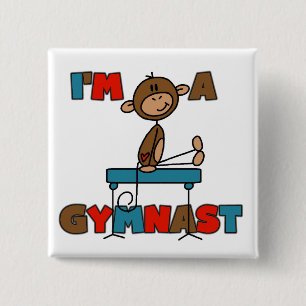 Monkey I'm a Gymnast 2 Inch Square Button
