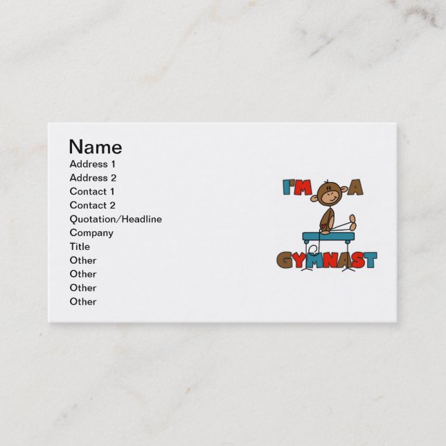 Monkey I'm a Gymnast Business Card (Front)