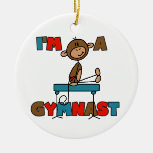 Monkey I'm a Gymnast Ceramic Ornament