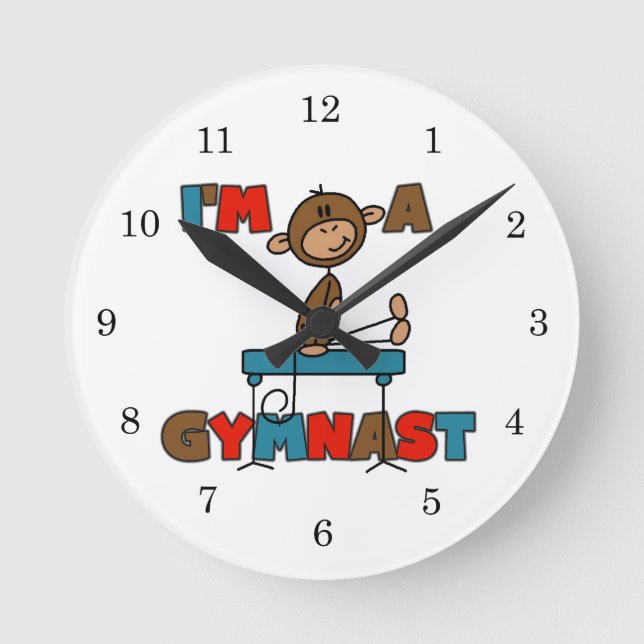 Monkey I'm a Gymnast Round Clock (Front)