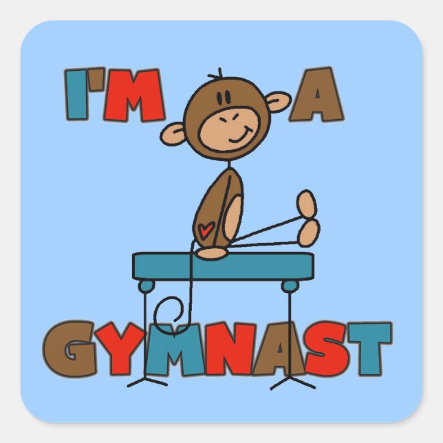 Monkey I'm a Gymnast Square Sticker (Front)