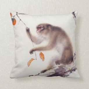 Monkey in a Persimmon Tree Throw Pillow
