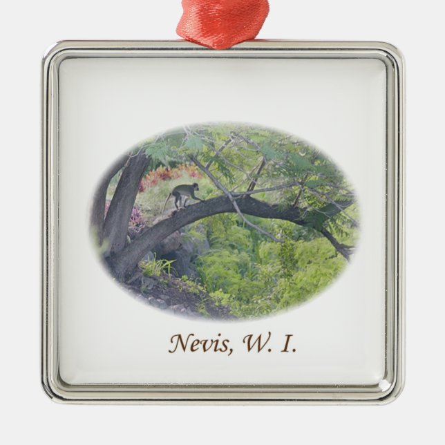 Monkey in a tree metal ornament (Front)