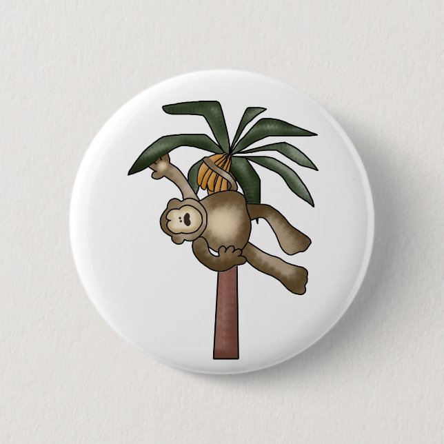 Monkey in Banana Tree 2 Inch Round Button (Front)