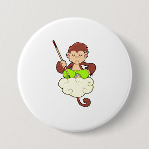 Monkey in Cross legged on Clouds 3 Inch Round Button
