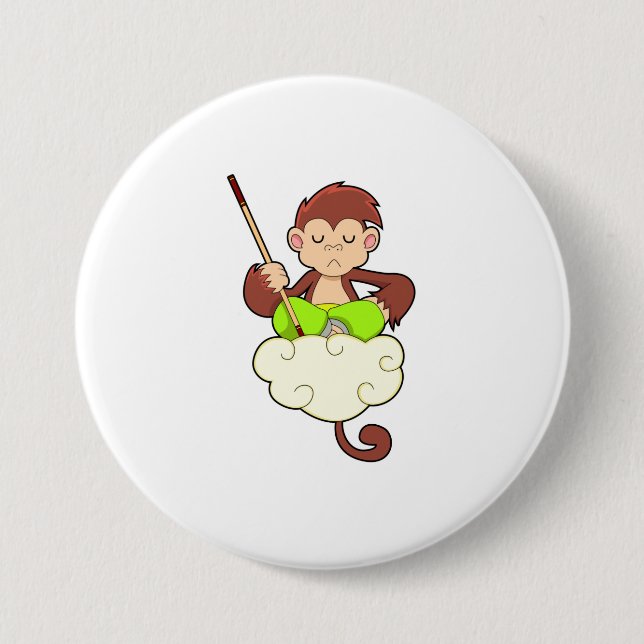 Monkey in Cross legged on Clouds 3 Inch Round Button (Front)