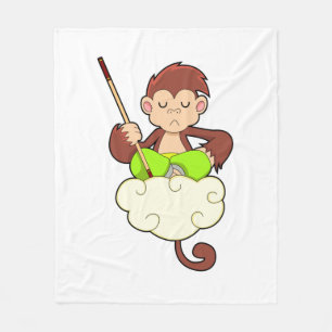 Monkey in Cross legged on Clouds Fleece Blanket