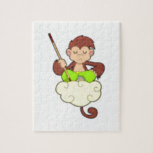 Monkey in Cross legged on Clouds Jigsaw Puzzle
