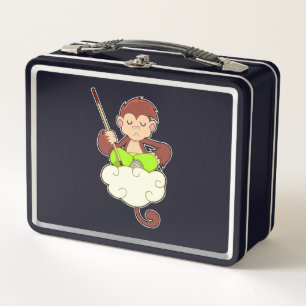Monkey in Cross legged on Clouds Metal Lunch Box