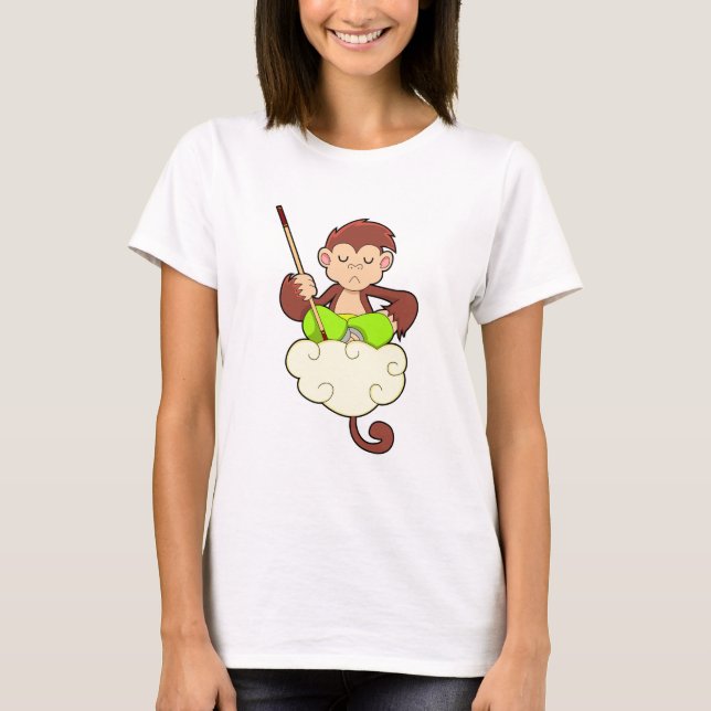 Monkey in Cross legged on Clouds T-Shirt (Front)