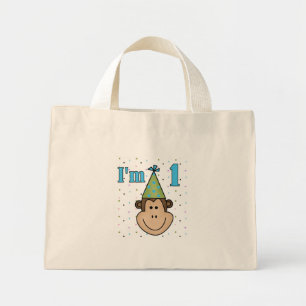 Monkey in Party Hat 1st Birthday Tshirts Mini Tote Bag