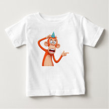Monkey in Party Hat Pointing Aside