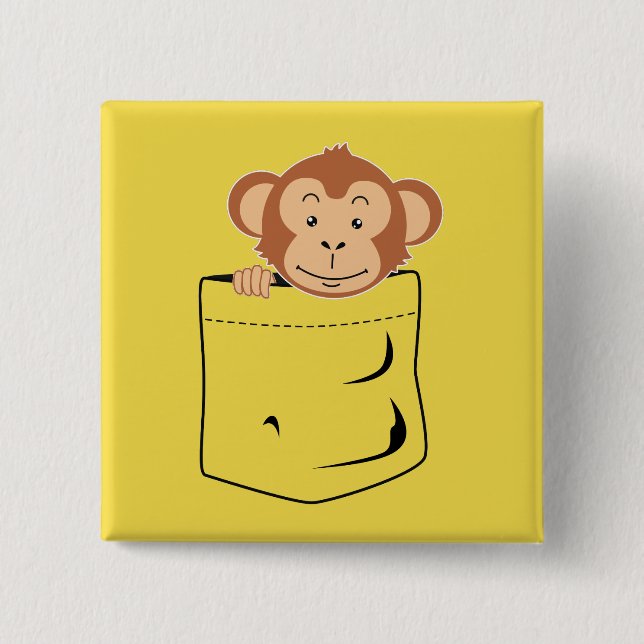 Monkey in pocket 2 inch square button (Front)