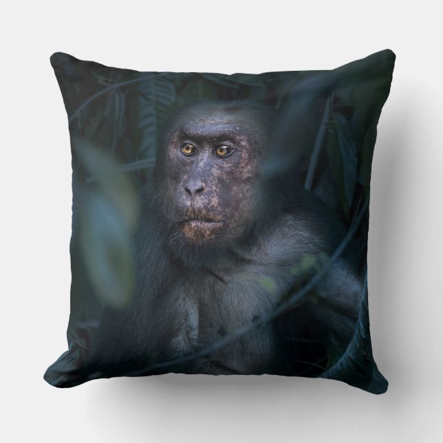 Monkey in the Jungle Throw Pillow (Front)