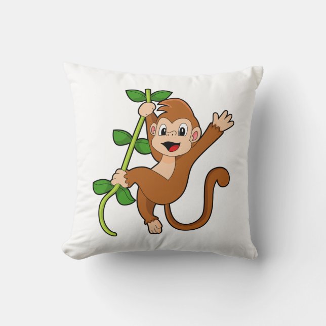 Monkey in the Jungle Throw Pillow (Front)