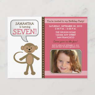 Monkey-ing Around Birthday Party Invite (pink)
