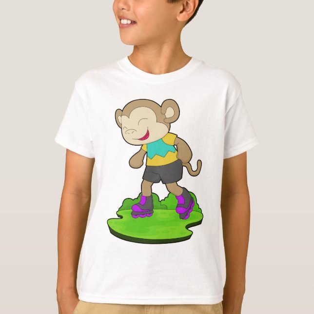 Monkey Inline skating Inline skates Sports T-Shirt (Front)