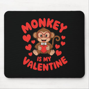 Monkey Is My Valentine Cute Valentine’s Day Monkey Mouse Pad